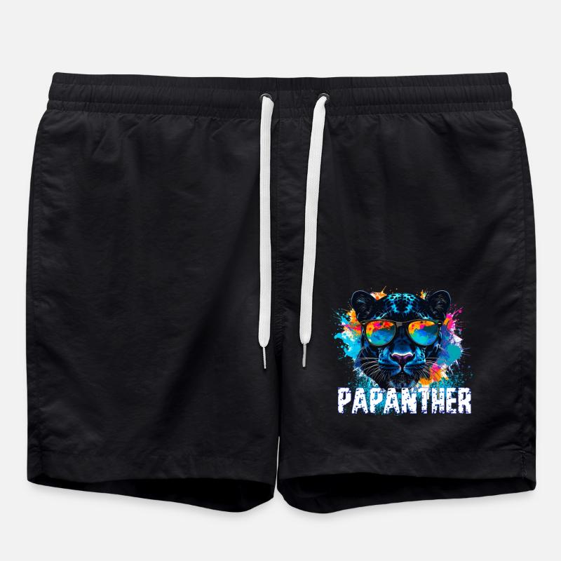 Panther with sunglasses, illustration,graffiti - Swim Trunks - black