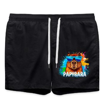 capybara mit sonnenbrille, illustration,graffiti - Badeshorts - Schwarz - Vorne - AI Model Male 185 light (185cm)