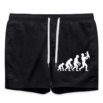 Evolution vom Affen zum Vater - Badeshorts - Schwarz - Vorne - AI Model Male 185 light (185cm)