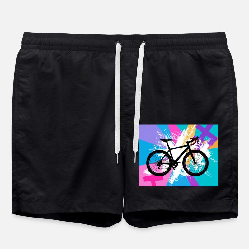 illustration,VTT,vélo de route,graffiti,rose - Short de bain - noir