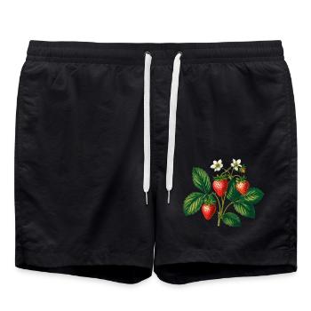 Strawberries,Vintage,Retro,Drawing,Painting - Swim Trunks - black - Front - AI Model Male 185 light (185cm)