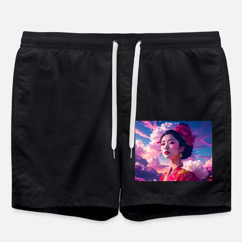 asiatin,geisha,japan,illustration - Badeshorts - Schwarz
