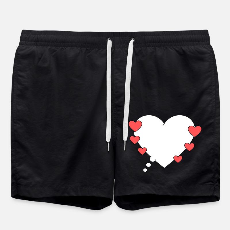 Denkblase mit Herzen - Badeshorts - Schwarz