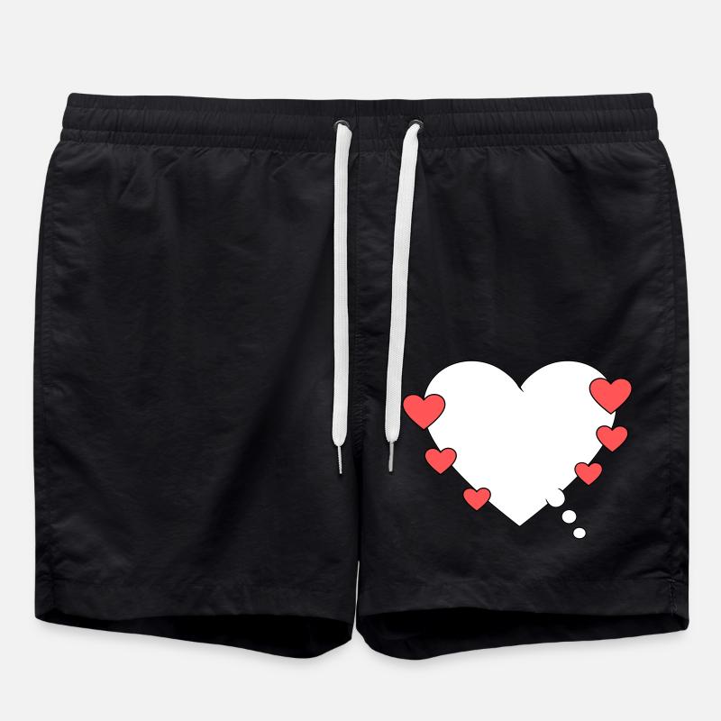 Denkblase mit Herz - Badeshorts - Schwarz