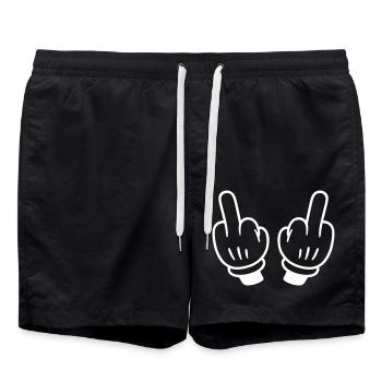 Mittelfinger Hand Comic - Badeshorts - Schwarz - Vorne - AI Model Male 185 light (185cm)