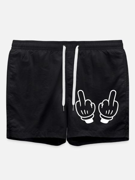 Mittelfinger Hand Comic - Badeshorts - Schwarz