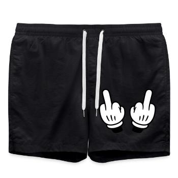 Mittelfinger Hand Comic - Badeshorts - Schwarz - Vorne - AI Model Male 185 light (185cm)