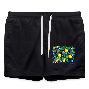 Amalfi, lemons, porcelain, ceramics, lemon - Swim Trunks - black - Front - AI Model Male 185 light (185cm)
