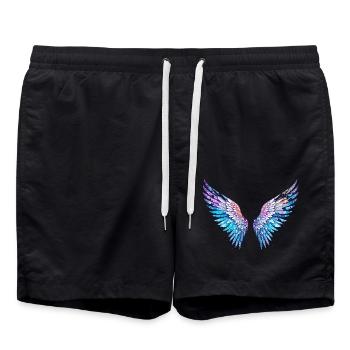 angel wings,feathers,colorful wings,graffiti,blue - Swim Trunks - black - Front - AI Model Male 185 light (185cm)