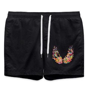 ailes d’ange,smarties,ailes colorées,graffiti - Short de bain - noir - Devant - AI Model Male 185 light (185cm)