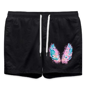 angel wings,marshmallows,colorful wings,graffiti - Swim Trunks - black - Front - AI Model Male 185 light (185cm)
