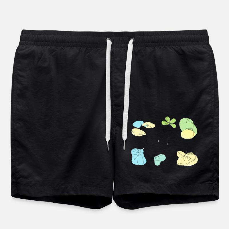 delicate lines, sketches, abstract, pastel - Swim Trunks - black
