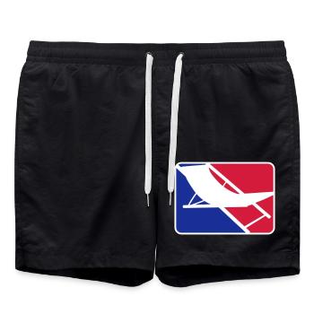 sport logo liegestuhl strandstuhl urlaub ferien st - Badeshorts - Schwarz - Vorne - AI Model Male 185 light (185cm)