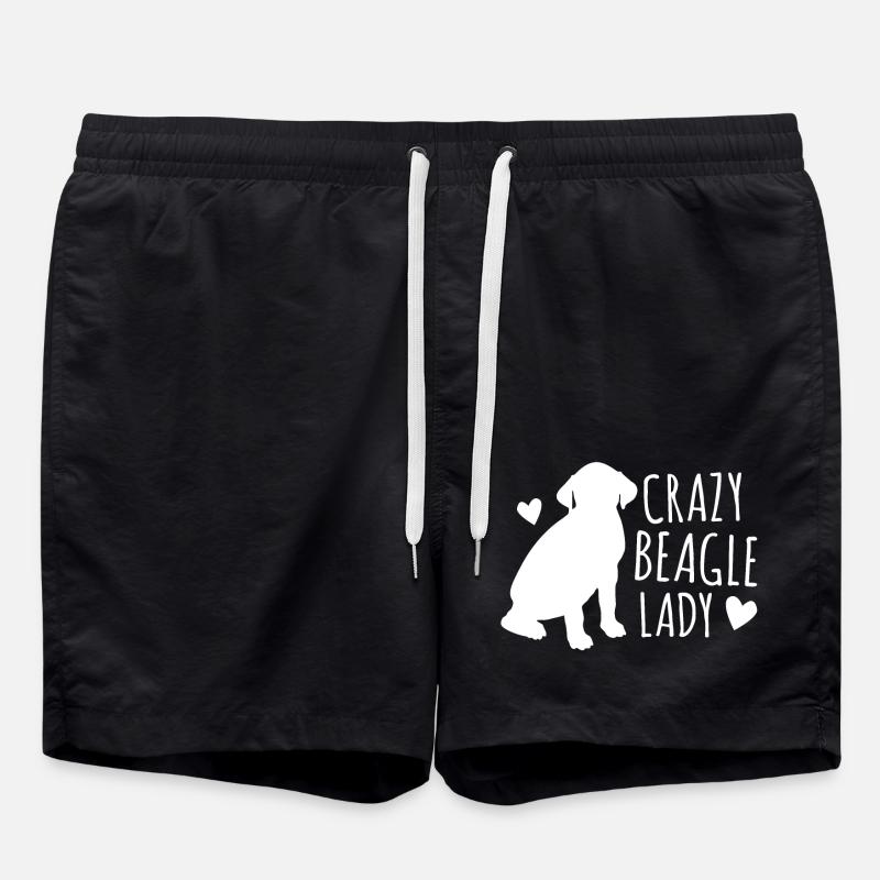Crazy Beagle lady - Swim Trunks - black