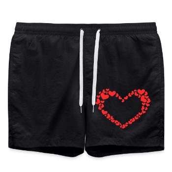 Herz Design mit vielen Herzchen Rot - Badeshorts - Schwarz - Vorne - AI Model Male 185 light (185cm)