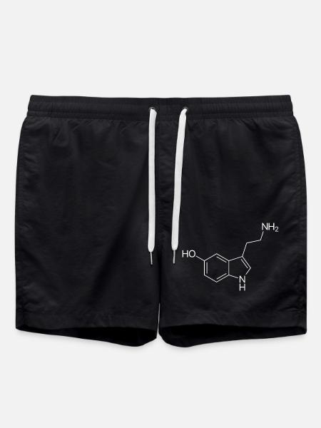 Serotonin structural formula - white - Swim Trunks - black