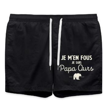 Je M'en Fous Je Suis Un Papa Ours - Short de bain - noir - Devant - AI Model Male 185 light (185cm)