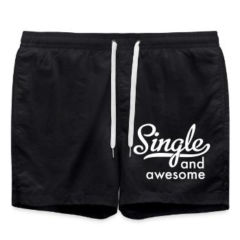 Single and awesome - Badeshorts - Schwarz - Vorne - AI Model Male 185 light (185cm)