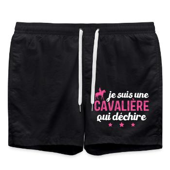 Je Suis Une Cavalière Qui Déchire Cadeau - Short de bain - noir - Devant - AI Model Male 185 light (185cm)