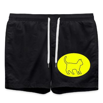 Chat - Short de bain - noir - Devant - AI Model Male 185 light (185cm)