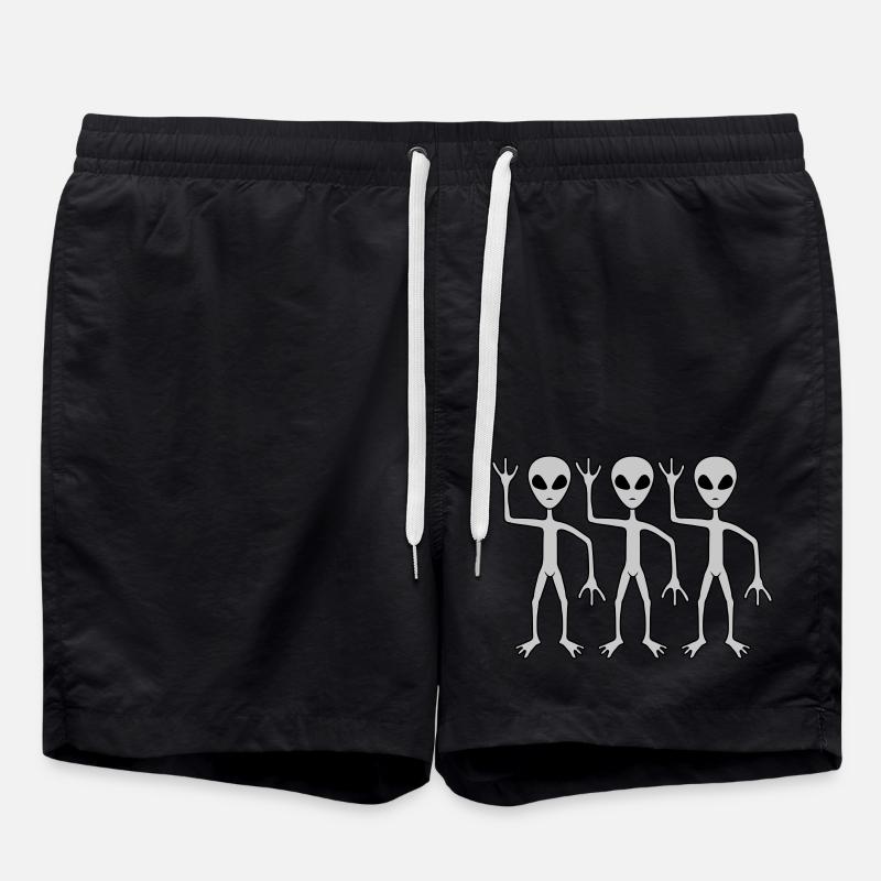 3 friends aliens wave - Swim Trunks - black