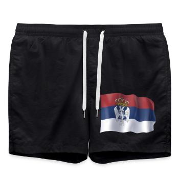 Drapeau flottant de la Serbie - Short de bain - noir - Devant - AI Model Male 185 light (185cm)