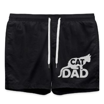 Logo Design Cat Dad - Badeshorts - Schwarz - Vorne - AI Model Male 185 light (185cm)