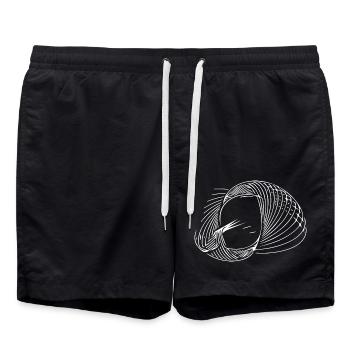 Geometric circle lines - Swim Trunks - black - Front - AI Model Male 185 light (185cm)