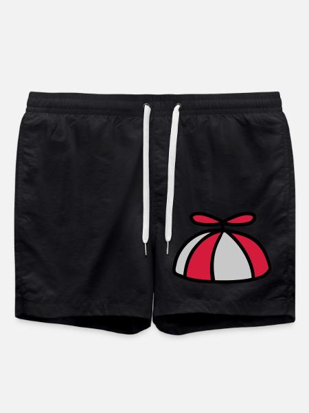 Bunte Propellermütze Windrad Hut - Badeshorts - Schwarz