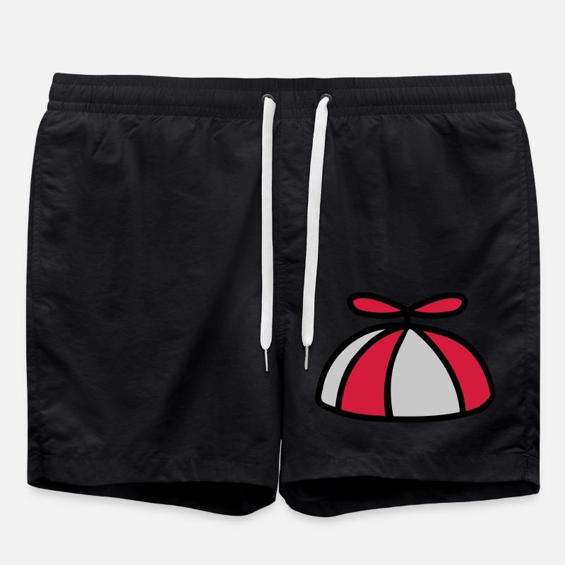 Bunte Propellermütze Windrad Hut - Badeshorts - Schwarz