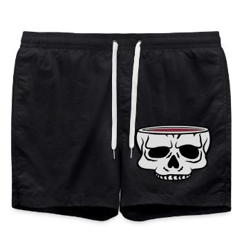 Cartoon Totenkopf Tasse Horror - Badeshorts - Schwarz - Vorne - AI Model Male 185 light (185cm)