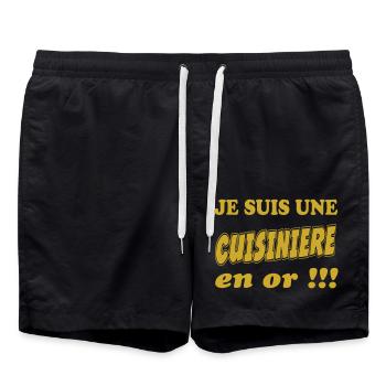 Je suis un CUISINIERE en or 186!!!5 - Short de bain - noir - Devant - AI Model Male 185 light (185cm)