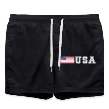 ÉQUIPE États-Unis Drapeau américain devant la police de caractères - Short de bain - noir - Devant - AI Model Male 185 light (185cm)