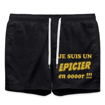 je suis un EPICIER en ooooor !!! - Short de bain - noir - Devant - AI Model Male 185 light (185cm)