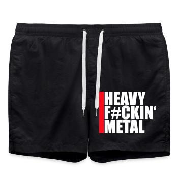 Heavy F#ckin' Metal Hard Rock Musik Text Spruch - Badeshorts - Schwarz - Vorne - AI Model Male 185 light (185cm)
