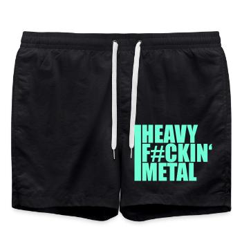 Heavy F#ckin' Metal Hard Rock Musik Text Spruch - Swim Trunks - black - Front - AI Model Male 185 light (185cm)