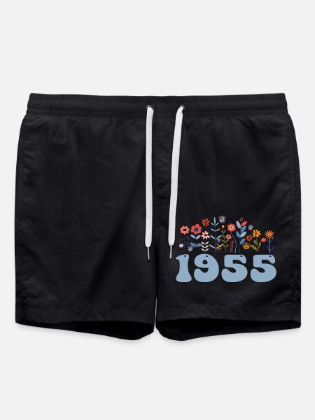 1955 Blumenmuster 1955 Blumen-thema Blumen 1955 - Badeshorts - Schwarz