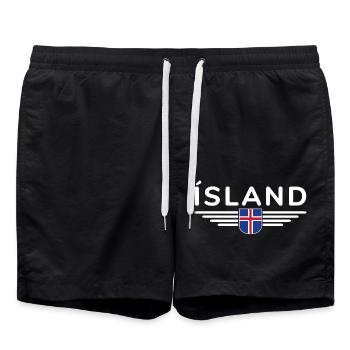 J’aime l’Islande Design T-Shirt Tenue - Short de bain - noir - Devant - AI Model Male 185 light (185cm)
