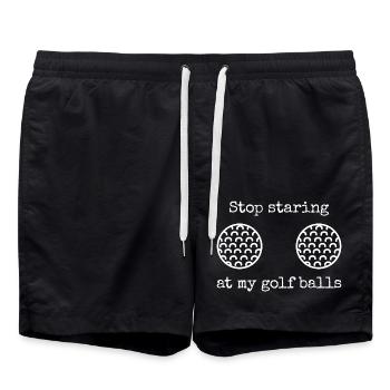 Please don't stare at my golf balls - Swim Trunks - black - Front - AI Model Male 185 light (185cm)