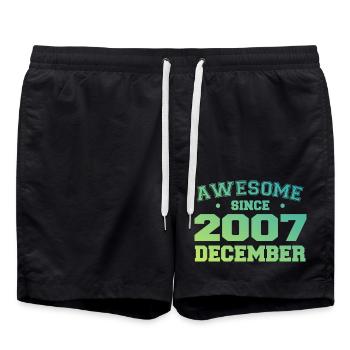 Geburtstag Dezember 2007 - Geschenk Dezember 2007 - Badeshorts - Schwarz - Vorne - AI Model Male 185 light (185cm)