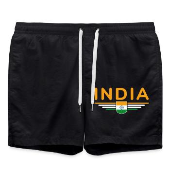 J’aime l’Inde, Tenue T-Shirt Design Cadeau - Short de bain - noir - Devant - AI Model Male 185 light (185cm)
