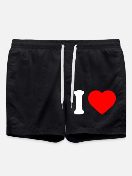 I love - Swim Trunks - black
