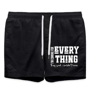 Ich komme für alles - Badeshorts - Schwarz - Vorne - AI Model Male 185 light (185cm)