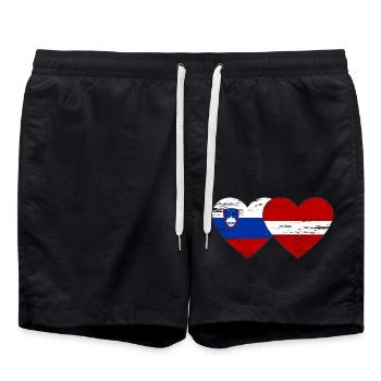 Slovénie Lettonie drapeau coeur utilisé - Short de bain - noir - Devant - AI Model Male 185 light (185cm)
