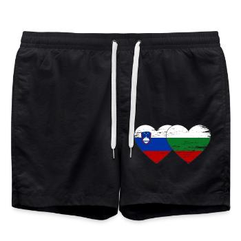 Slowenien Bulgarien Flagge Herz used - Badeshorts - Schwarz - Vorne - AI Model Male 185 light (185cm)