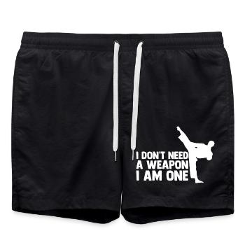 Taekwondo - Short de bain - noir - Devant - AI Model Male 185 light (185cm)