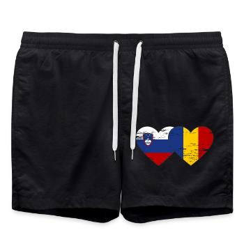 Slovénie Roumanie Drapeau Coeur - Short de bain - noir - Devant - AI Model Male 185 light (185cm)