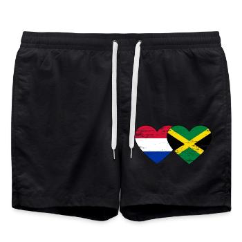 Holland Jamaica Flag Heart Used - Swim Trunks - black - Front - AI Model Male 185 light (185cm)