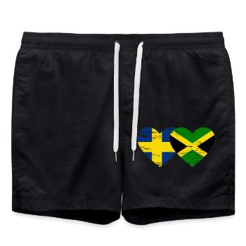 Suède Jamaïque Drapeau Coeur utilisé - Short de bain - noir - Devant - AI Model Male 185 light (185cm)