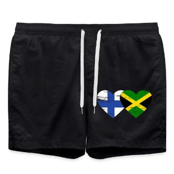 Finlande Jamaïque Drapeau Coeur utilisé - Short de bain - noir - Devant - AI Model Male 185 light (185cm)